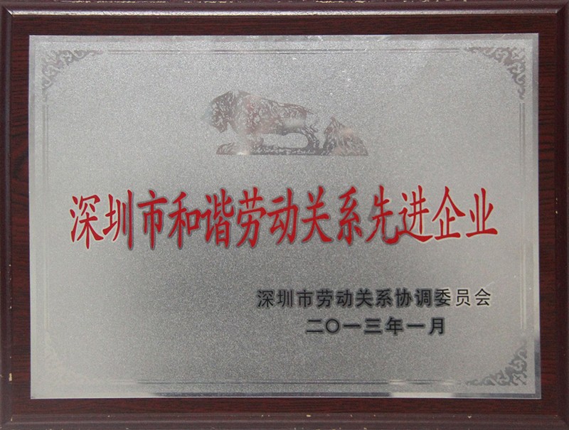 Shenzhen Advanced Enterprise of Harmonious Labor Relations