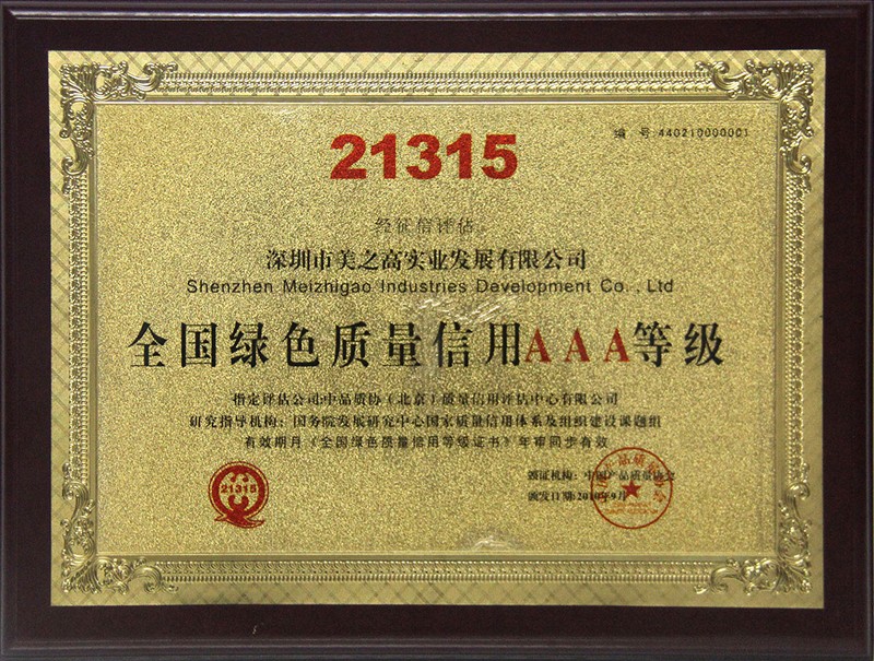 National Green Quality Credit AAA Rating