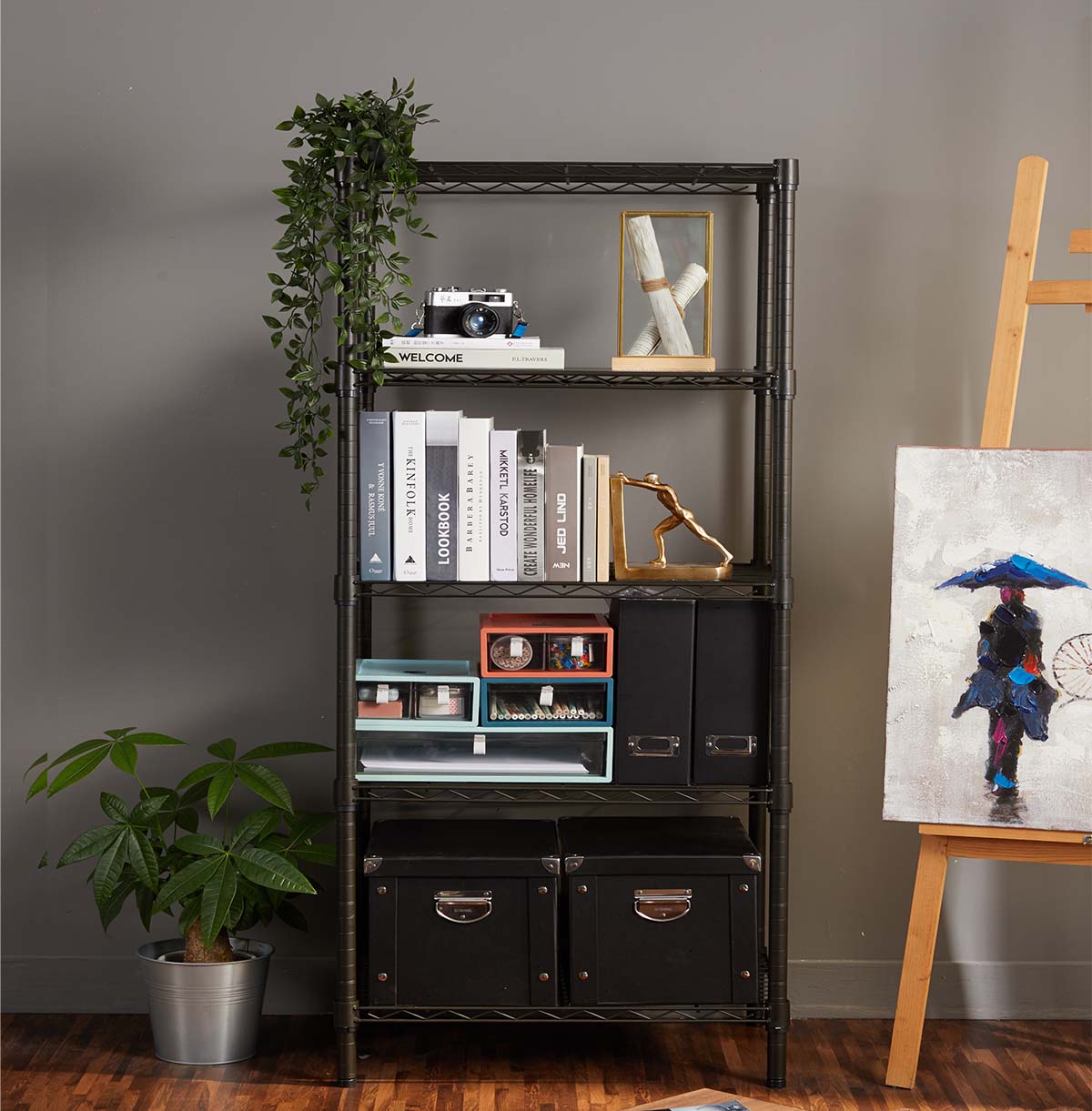 wire shelving unit with wheels