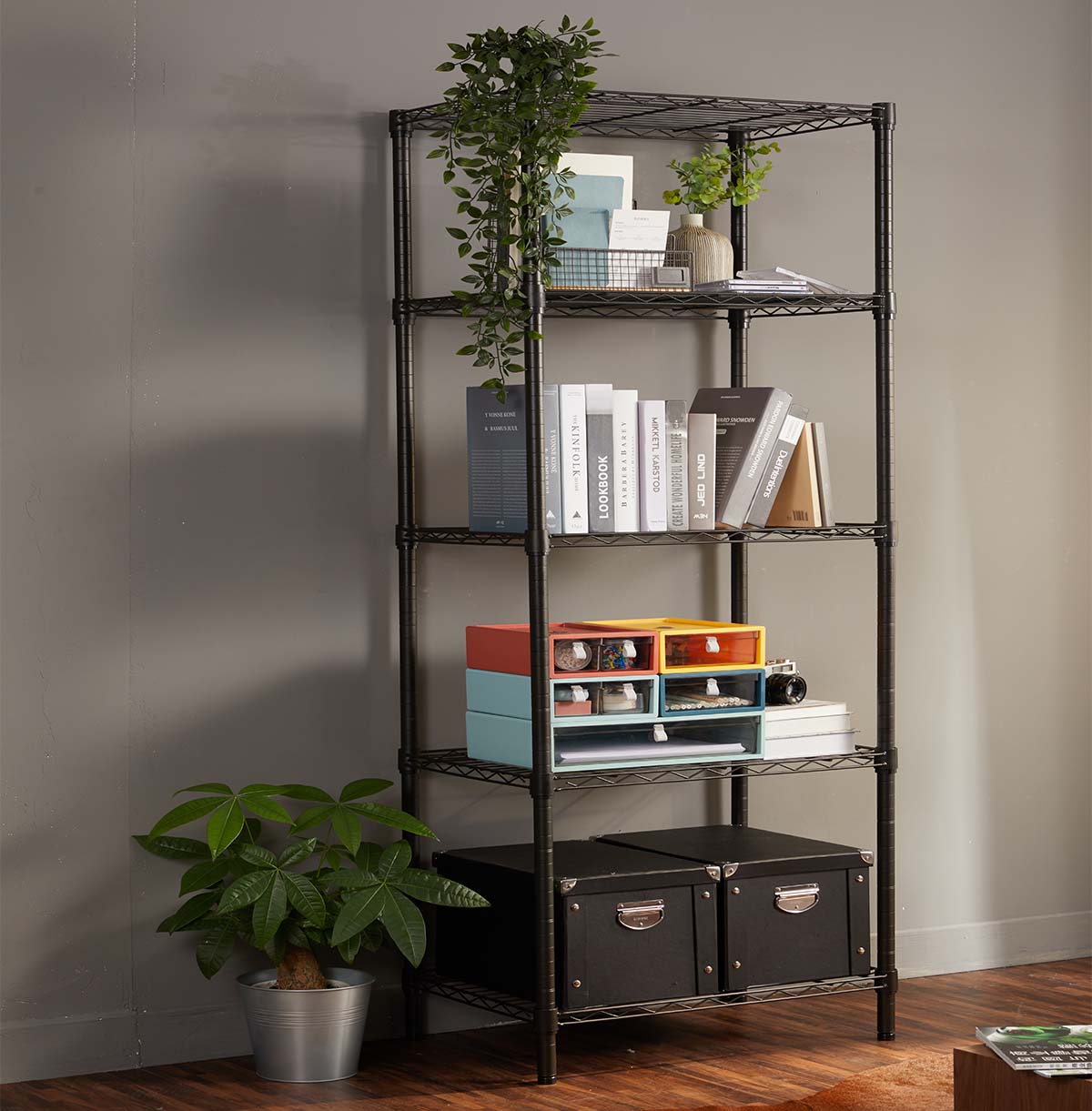 5-shelf wire storage rack wholesale