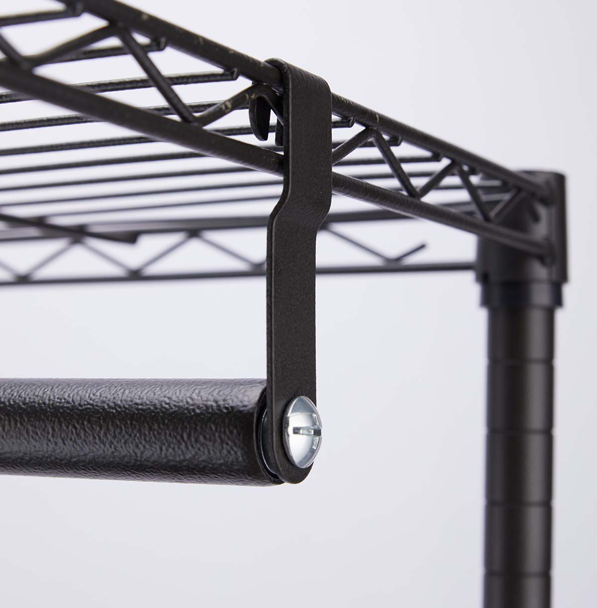 2-Tier Washing Maching Storage Rack with Hanging Rod Hooks and Mesh Basket