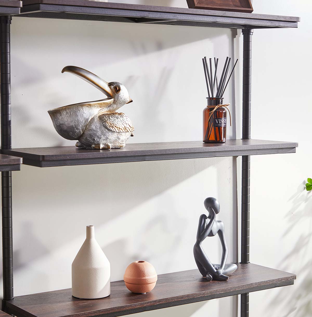 8-Tier Wall Mount Iron Pipe Shelf / DIY Open TV Stand / Bookshelf Retro Storage Shelves Pipe Shelving Hung Bracket / Industrial Pipe Shelving