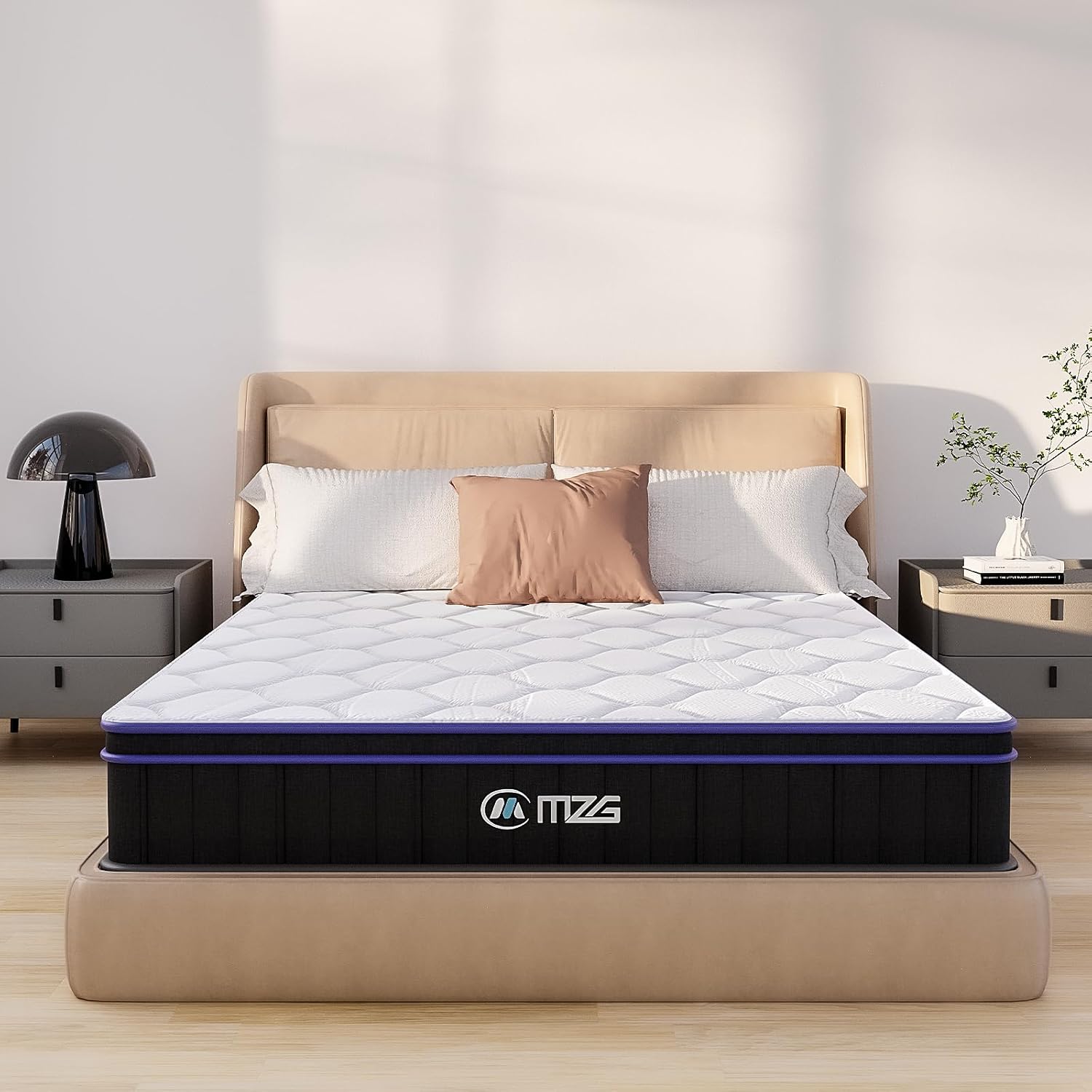 10 Inch Queen Size, Hybrid Mattress, Medium Firm, Gel-Infused Memory Foam, Pillow Top, Pocket Coils, Cooling & Breathable, CertiPUR-US Certified, Fiberglass-Free, Mattress in a Box