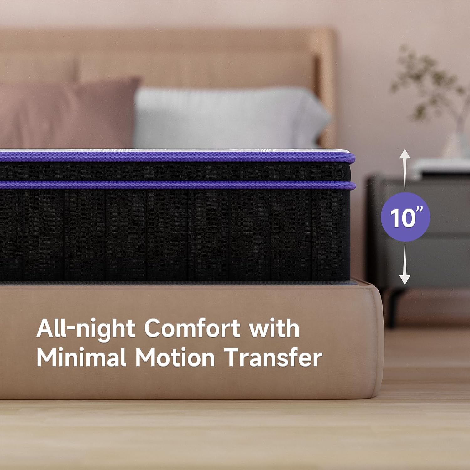 10 Inch Queen Size, Hybrid Mattress, Medium Firm, Gel-Infused Memory Foam, Pillow Top, Pocket Coils, Cooling & Breathable, CertiPUR-US Certified, Fiberglass-Free, Mattress in a Box
