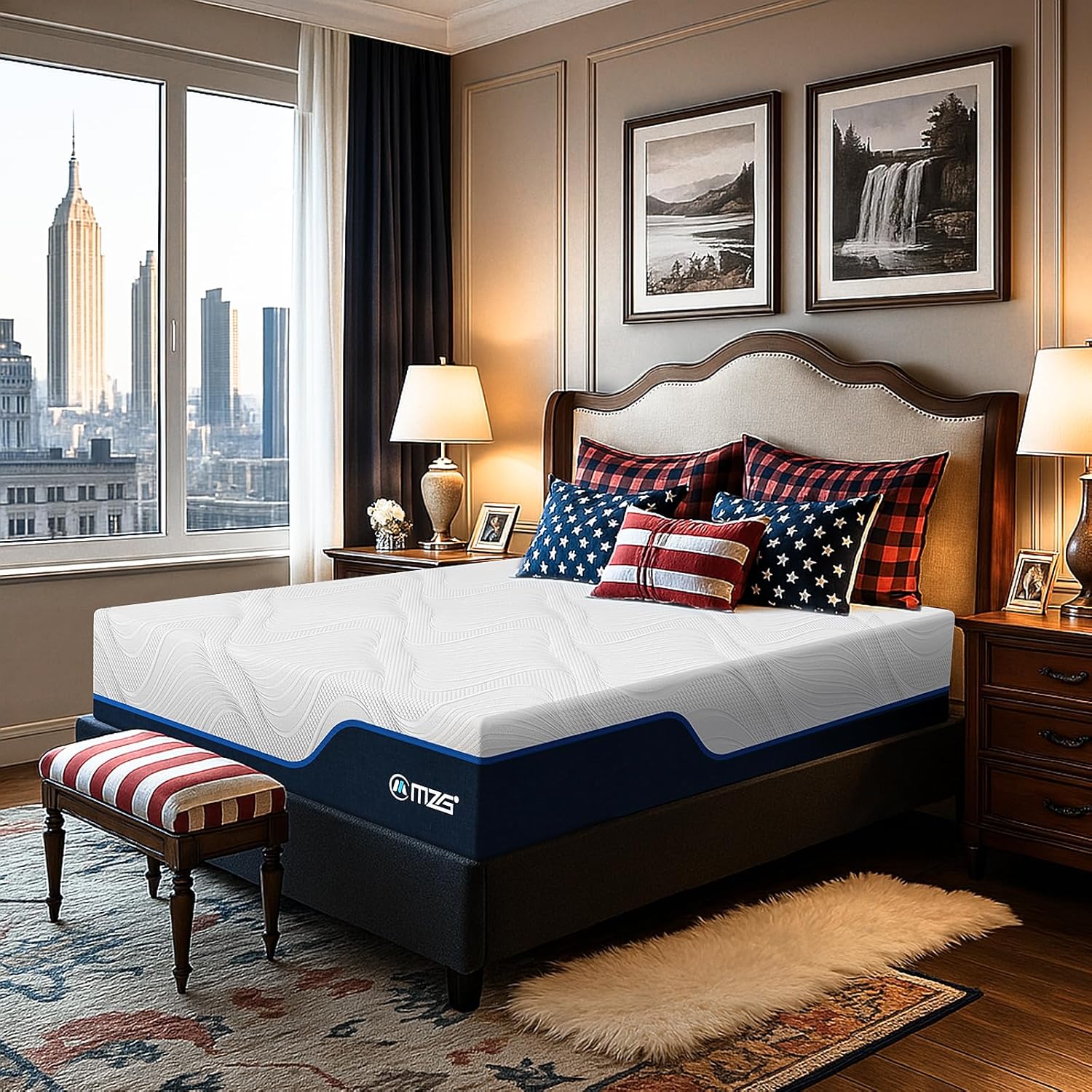 12 Inch King Size Plush Hybrid Mattress, Gel-Infused Memory Foam Pillow Top & High-Density White