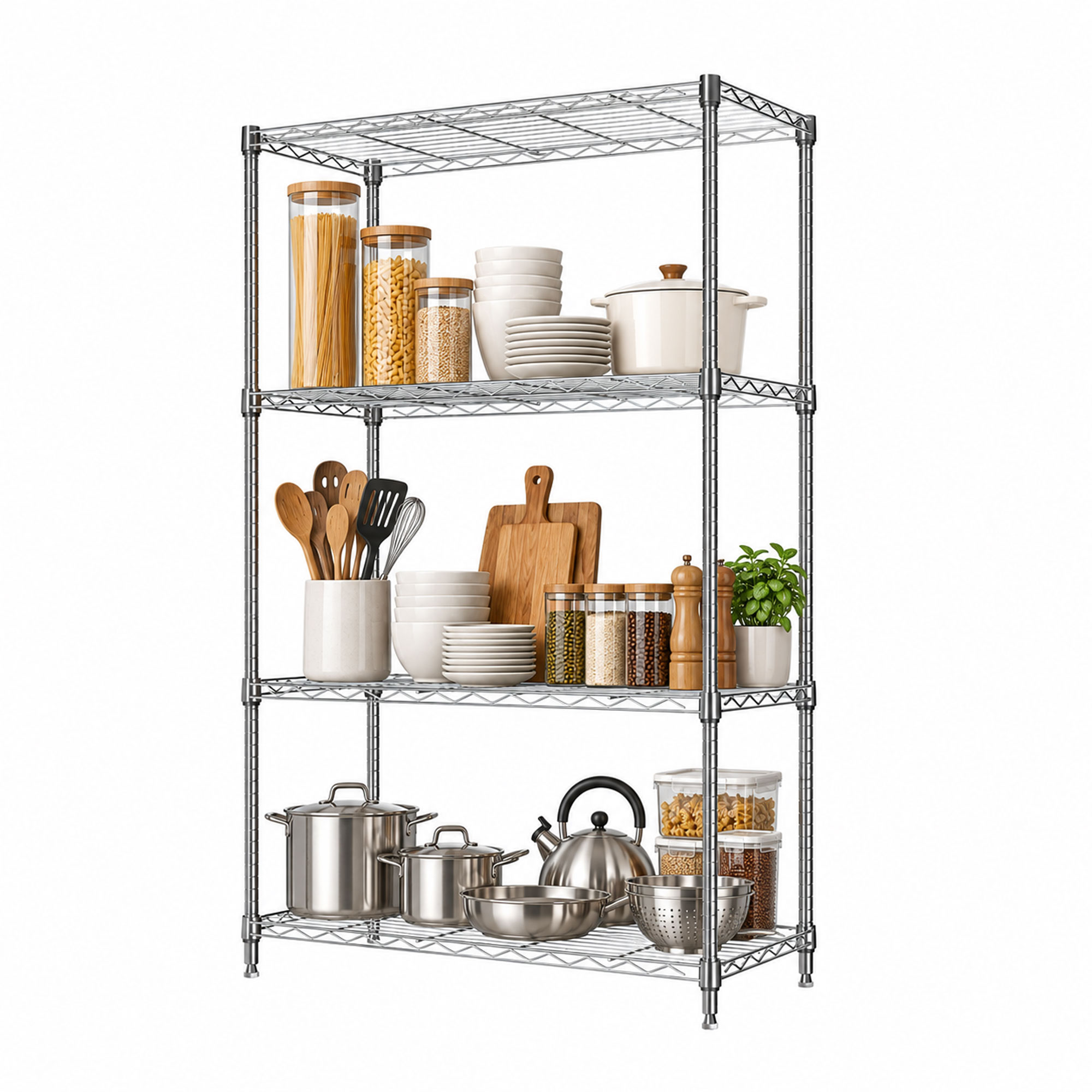 NSF 4-Tier Chrome Wire Shelving Unit