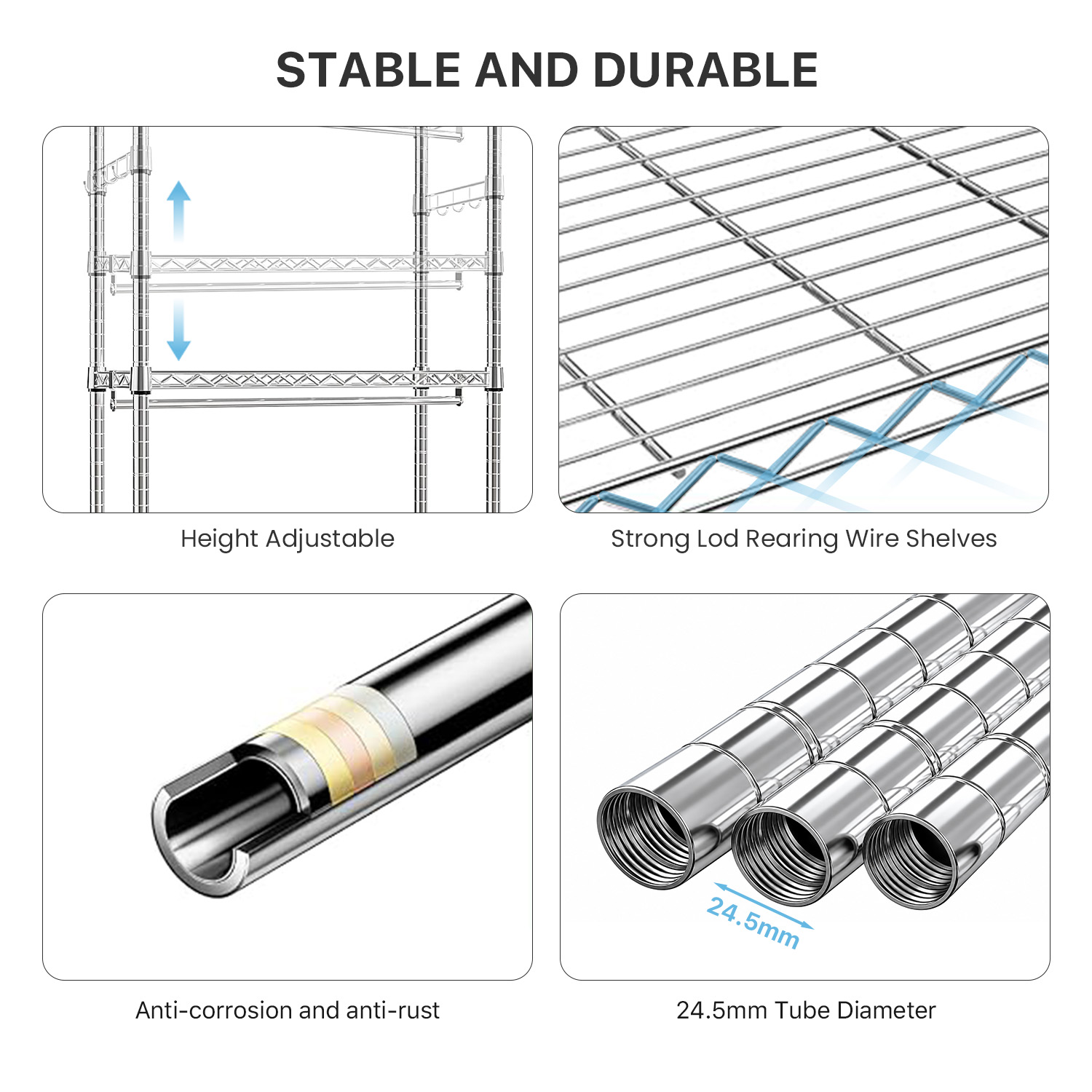 Heavy Duty 3 Tiers Rolling Garment Rack